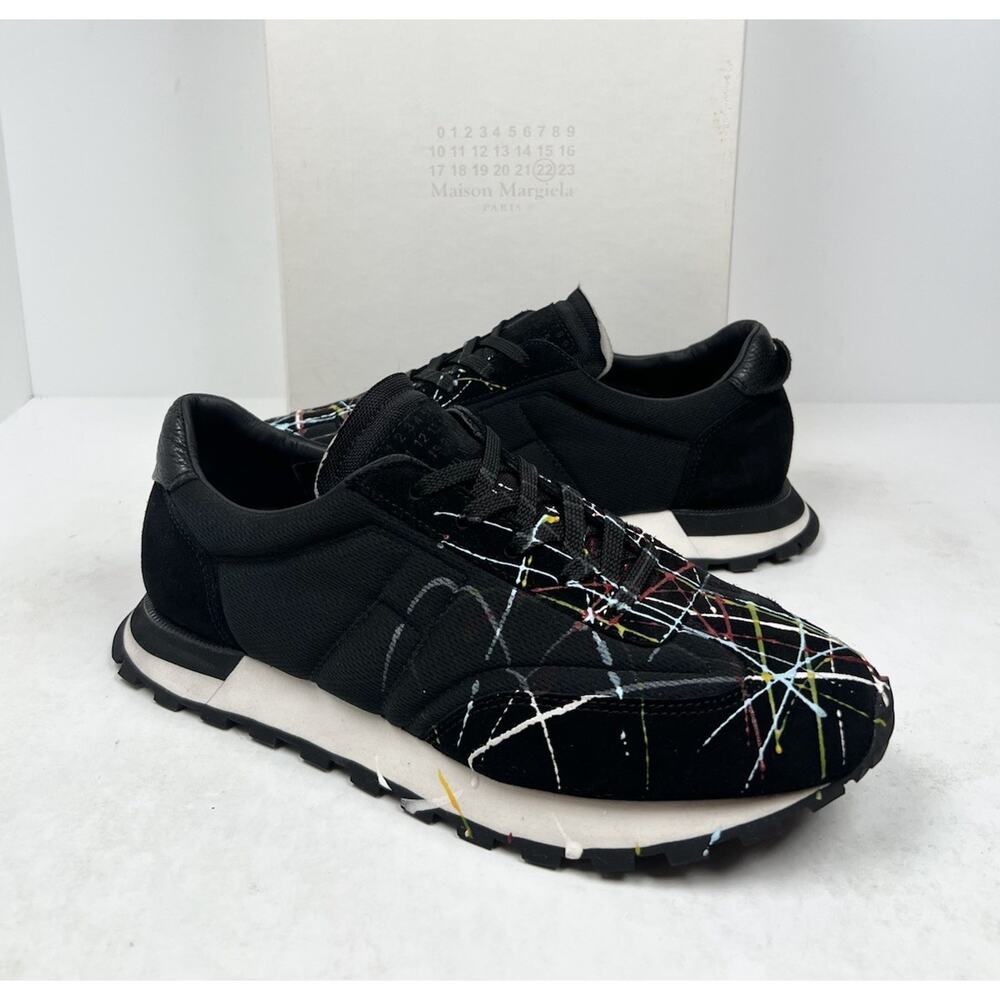 Size 41EU/8US - Maison Margiela Runner Black Paint Splatter Low Top Sneakers🎨 - Picture 2 of 10